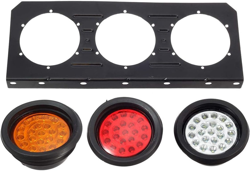 63 LED 4 Inch Round Trailer Tail Lights Bar Kit with Iron Bracket Base Waterproof 12V-30V (2pcs) S32986
