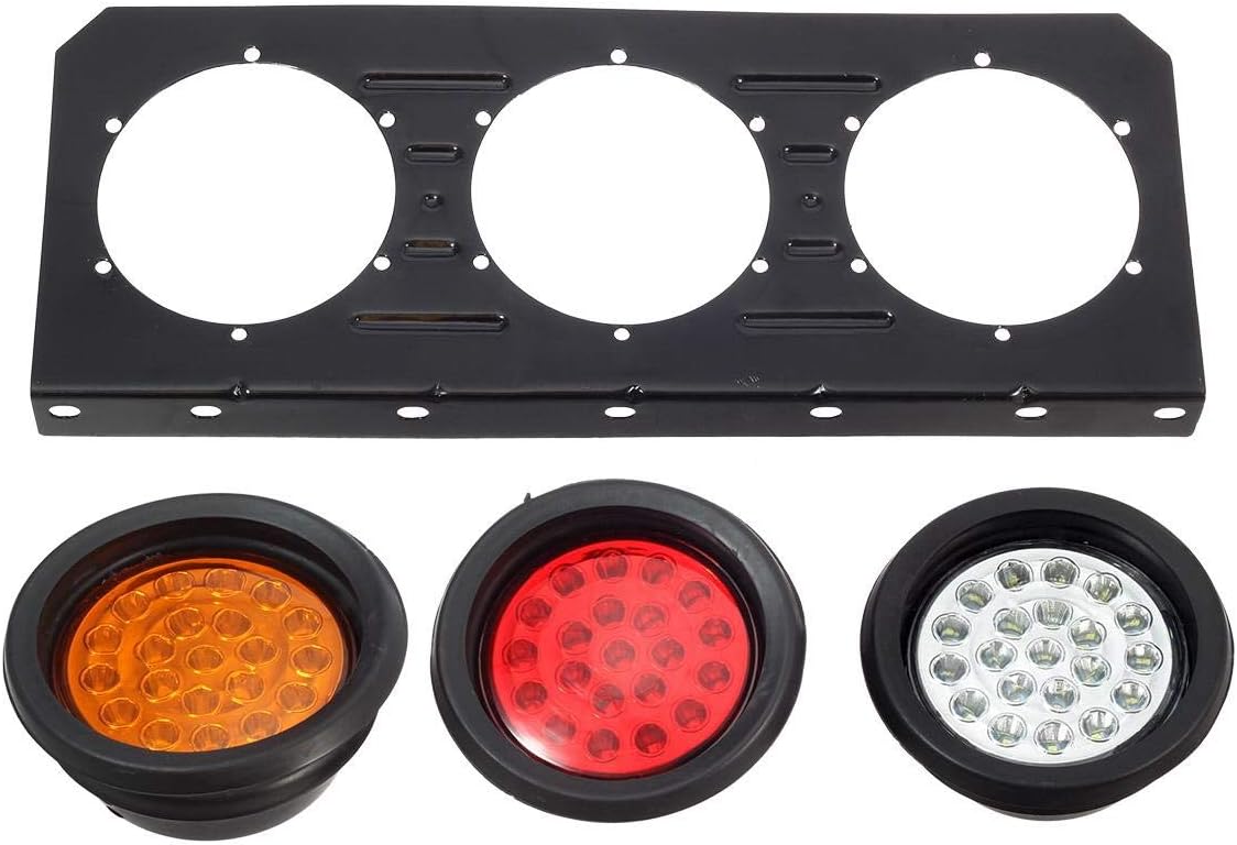 63 LED 4 Inch Round Trailer Tail Lights Bar Kit with Iron Bracket Base Waterproof 12V-30V (2pcs) S32986