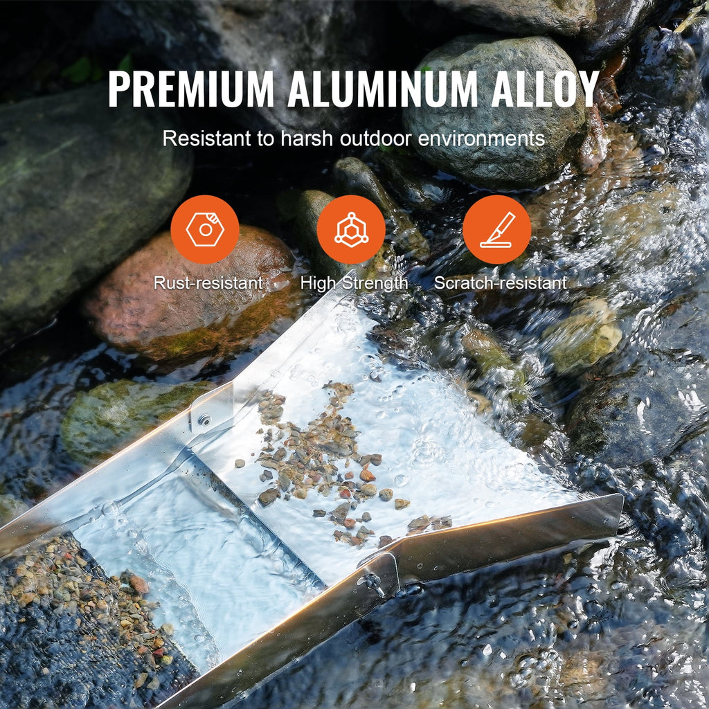50" Folding Aluminum Alloy Sluice Box with 23 PCS Gold Prospecting Kit G212