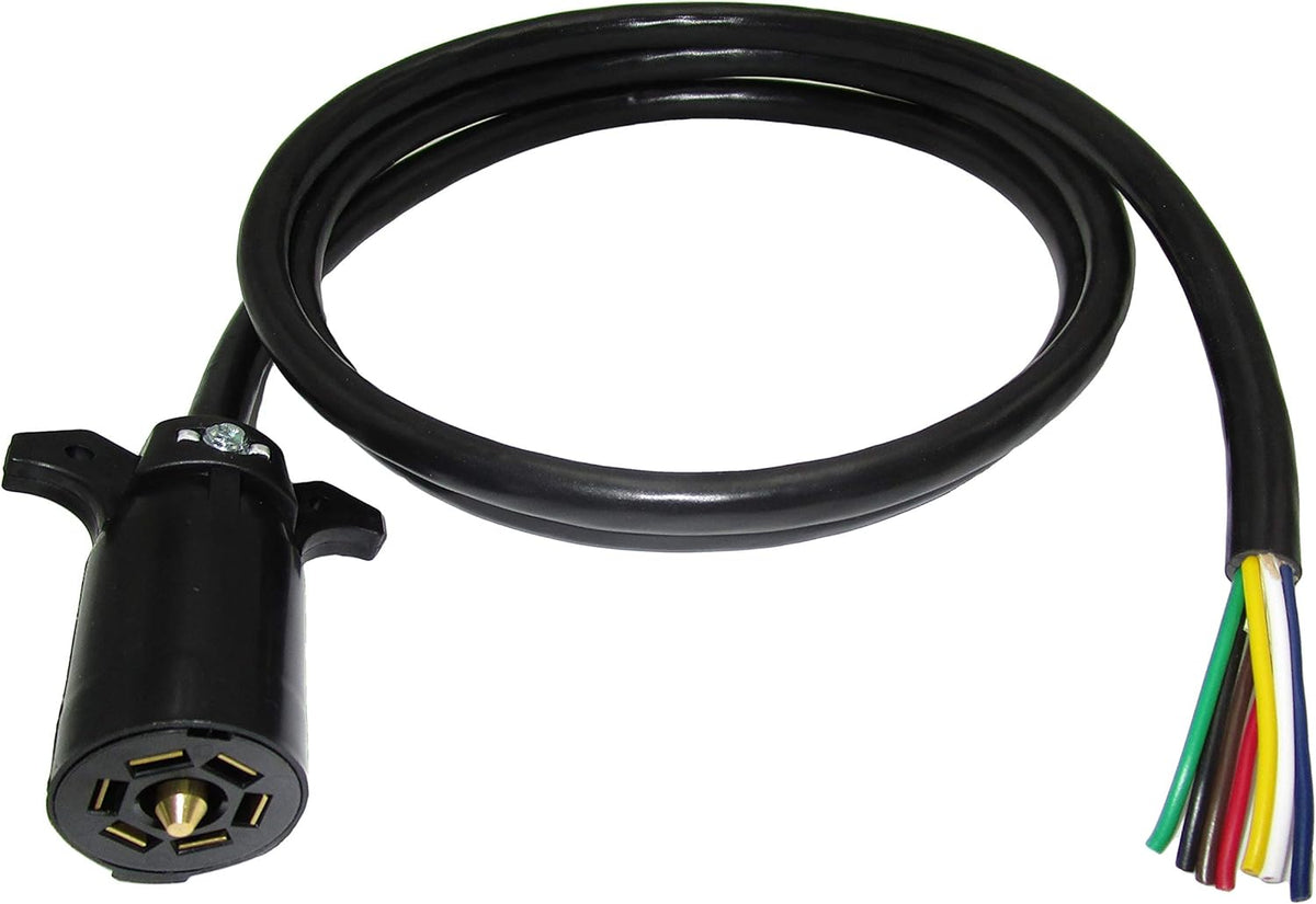 7 Way Trailer Plug Extension Cord Connector Assembly Heavy Duty (8' FT) Pack of 2 Q276682