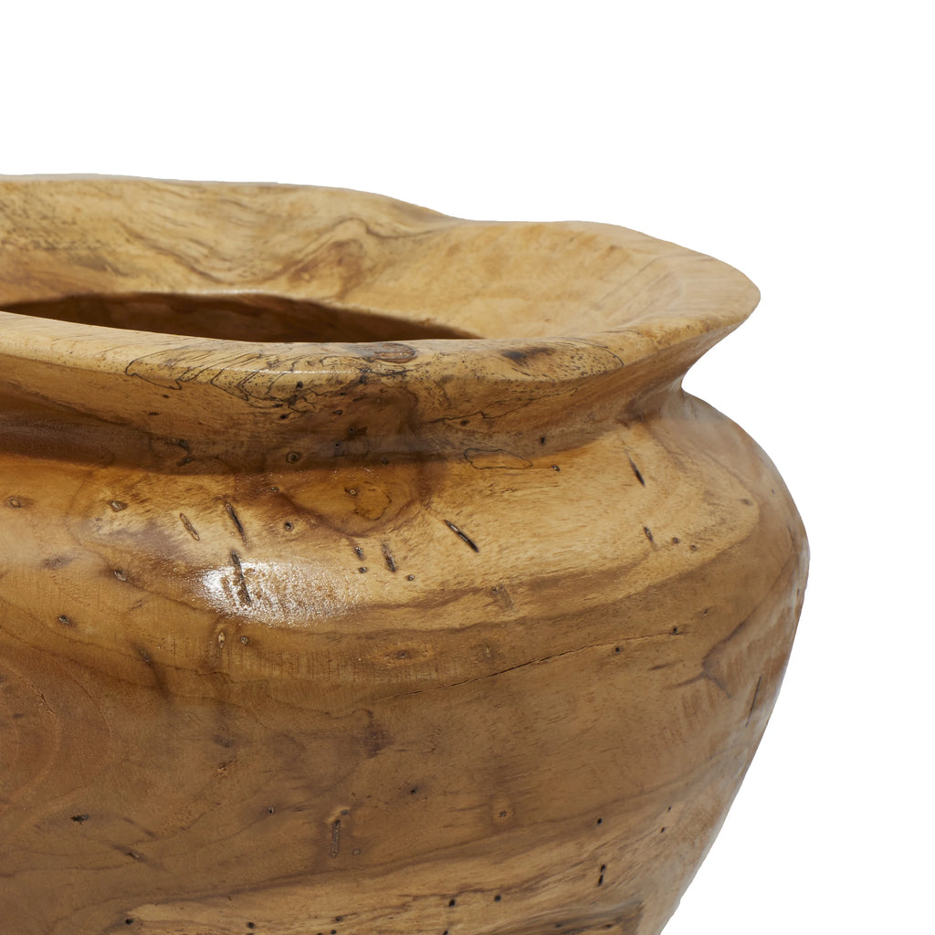 9" Handmade Round Brown Teak Wood Decorative Bowl R502