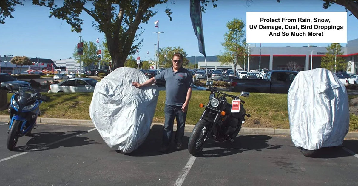 Motorcycle Cover with Reinforced Securing Straps and Storage Bag K8499