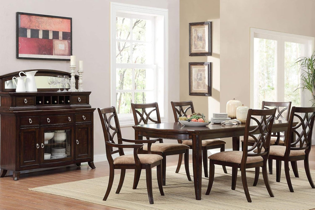 7 Piece Dining Room Set in Brown Cherry Z82891