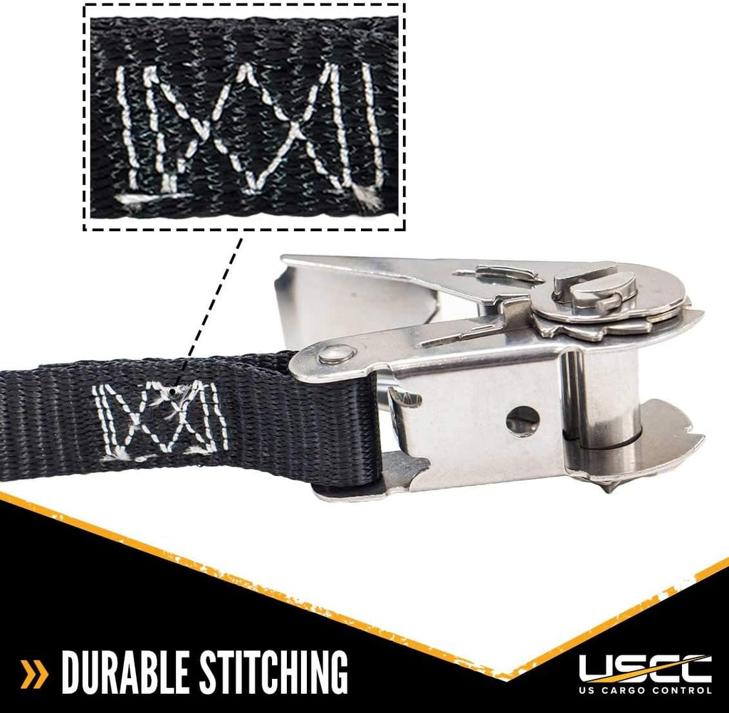 Stainless Steel Ratchet Strap Tie Down 1 Inch Wide 10 Foot Long Black 4 Pack K814