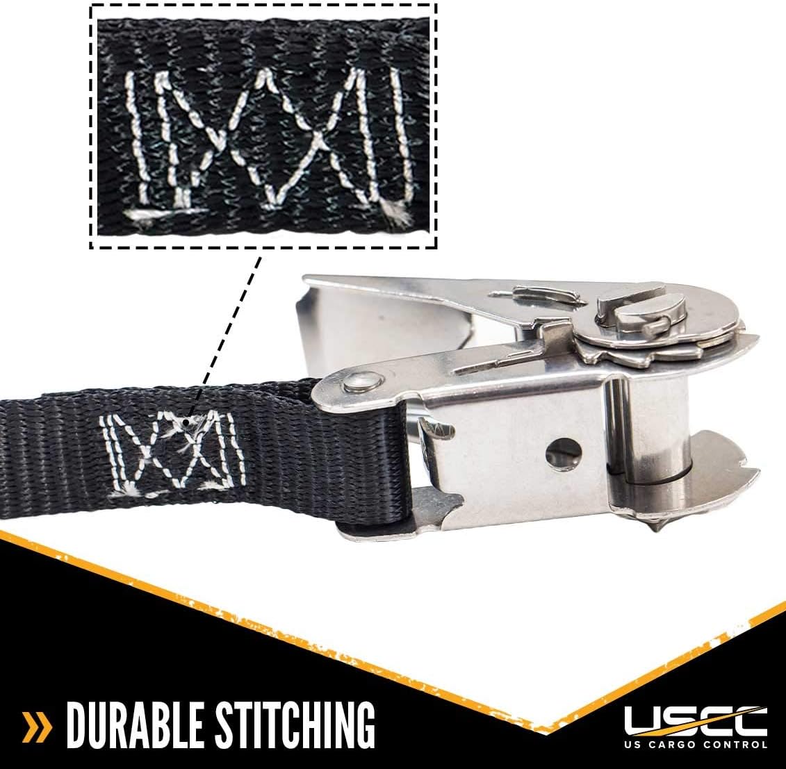 Stainless Steel Ratchet Strap Tie Down 1 Inch Wide 10 Foot Long Black 4 Pack K814