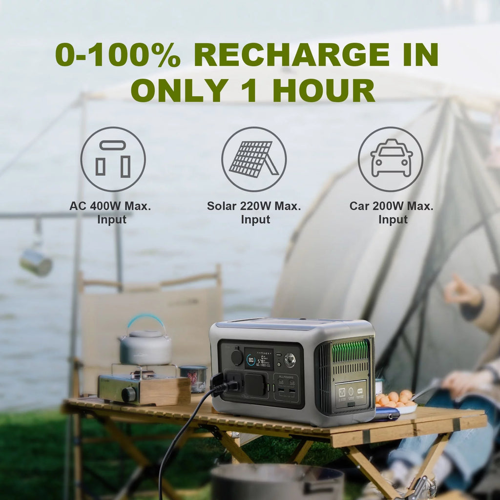 Portable Power Station 600W 299Wh LiFePO4 Battery Wireless Charging Solar Generator J81139