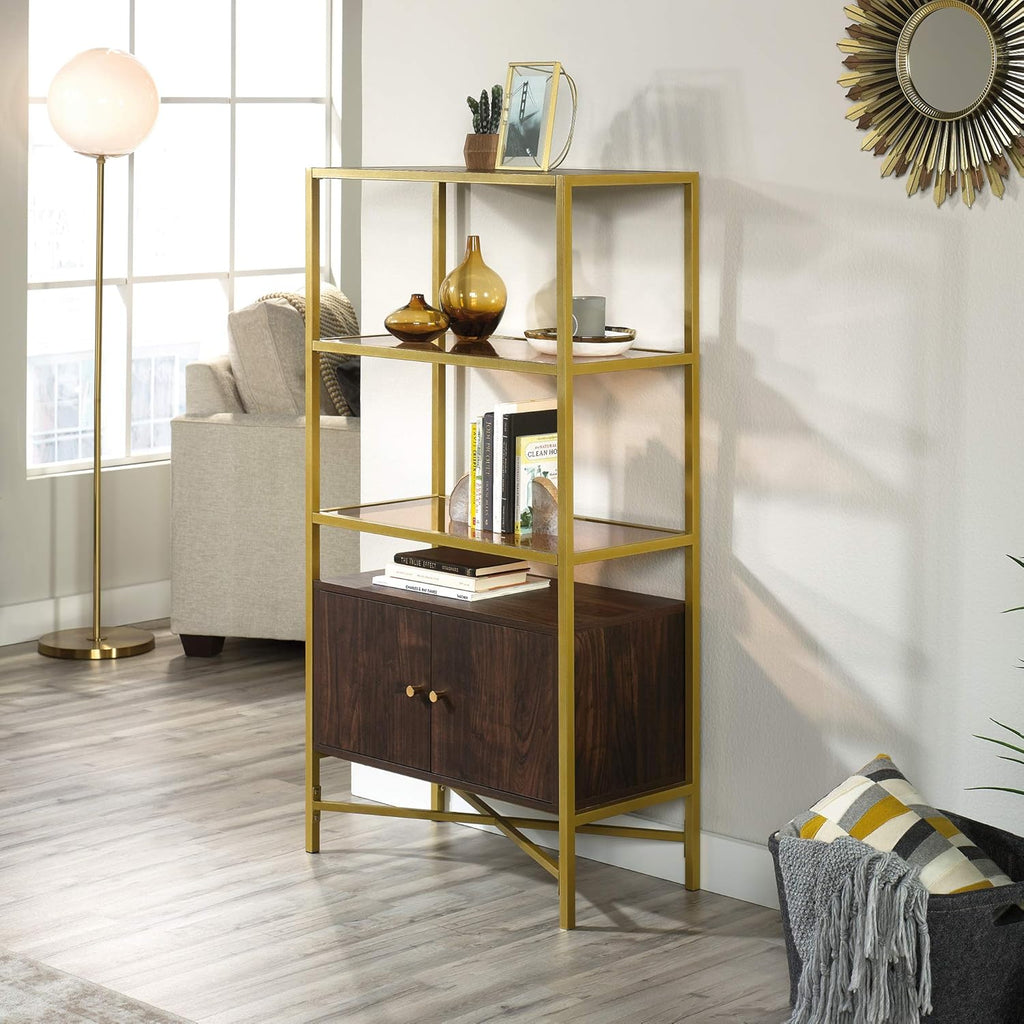 Bookcase with Doors, Rich Walnut Finish O75790