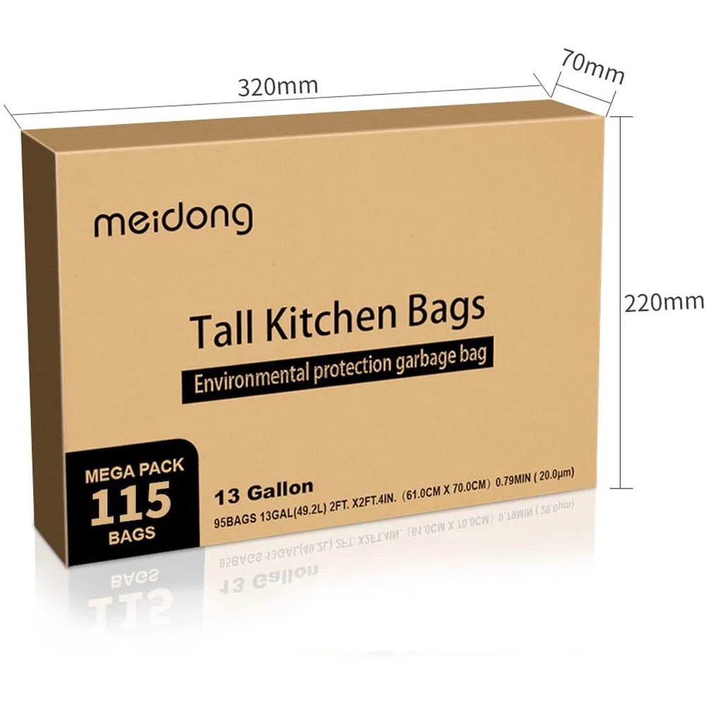 13 Gallon White Drawstring Trash Bags, 115 Pcs P763