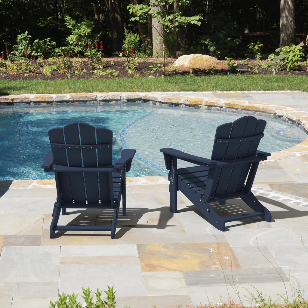 Blue 2PCS Plastic Folding Adirondack Chair H459