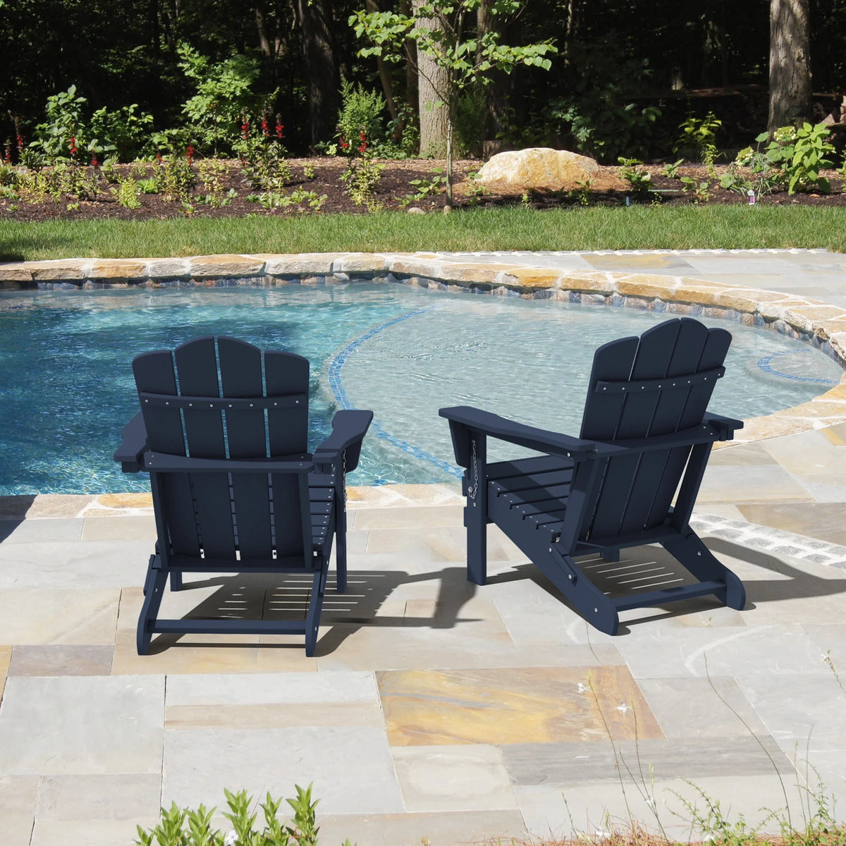 Blue 2PCS Plastic Folding Adirondack Chair H459