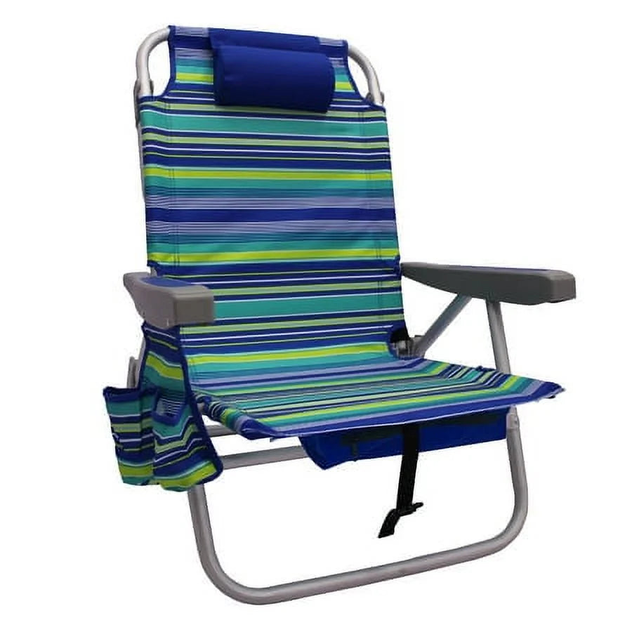 2-Pack Lay-Flat Backpack Chair Blue & Green Stripe K8709
