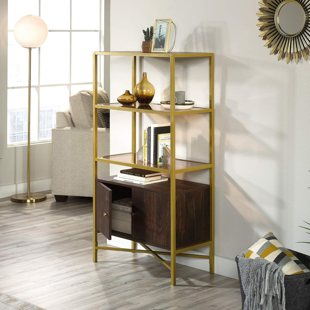 Bookcase with Doors, Rich Walnut Finish O75790