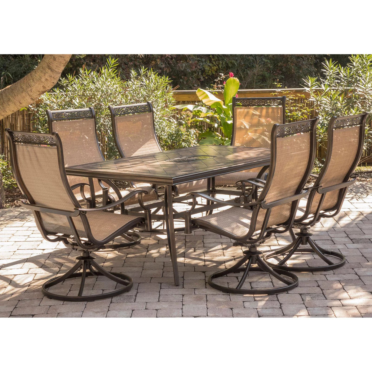 7-Piece Tile-Top Outdoor Dining Set with Chairs and Umbrella L876181