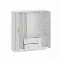 White 4 Door 2 Drawer Wooden Wardrobe with Mirror X75098