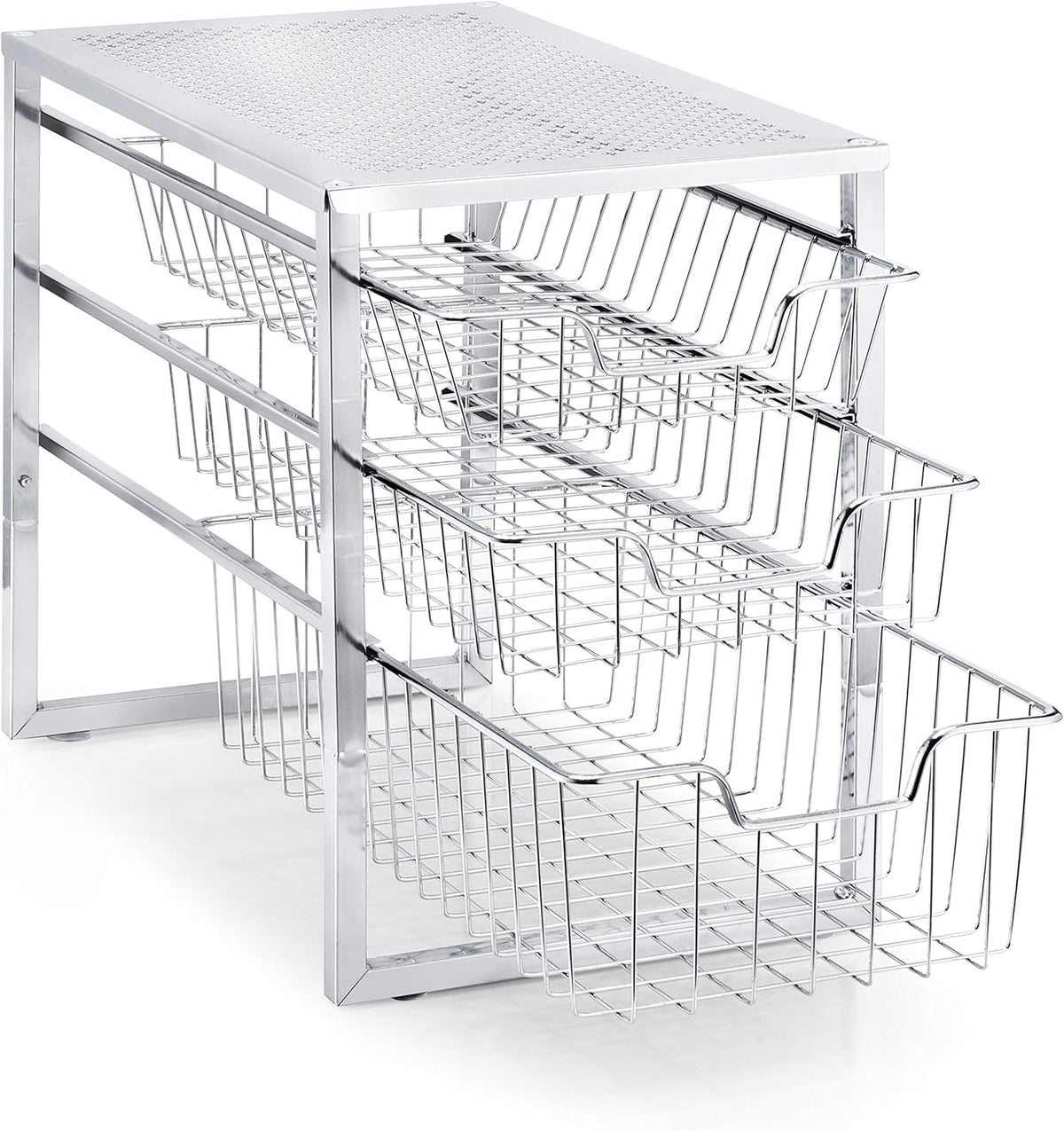 White 3-Tier Under Sink Cabinet Organizer with Sliding Storage Drawer K27235