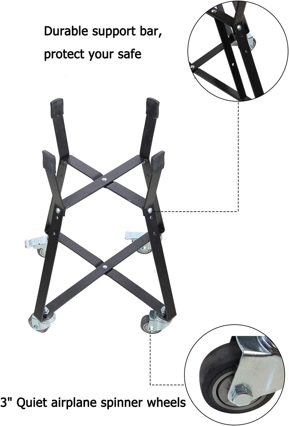 Rolling Cart with Heavy Duty Locking Caster Wheels Powder Coated Steel A475