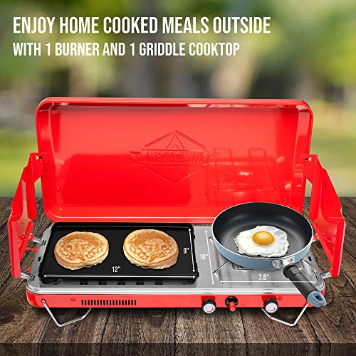 2-in-1 Gas Camping Stove and Griddle with Integrated Igniter J1231