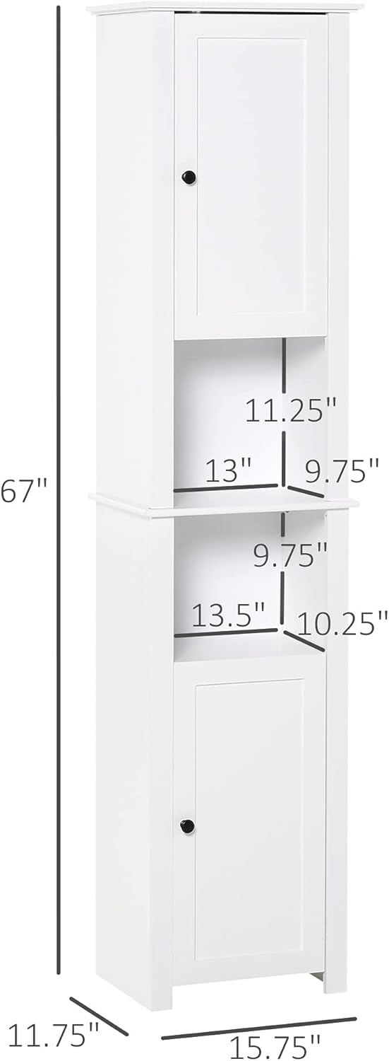 White Freestanding Bathroom Storage Cabinet with 2 Cupboards Y5314
