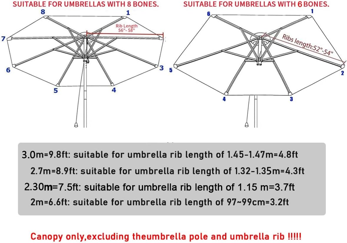 Wine Red 6.5FT 6 Ribs Patio Umbrella Replacement Top Canopy Cover X86510