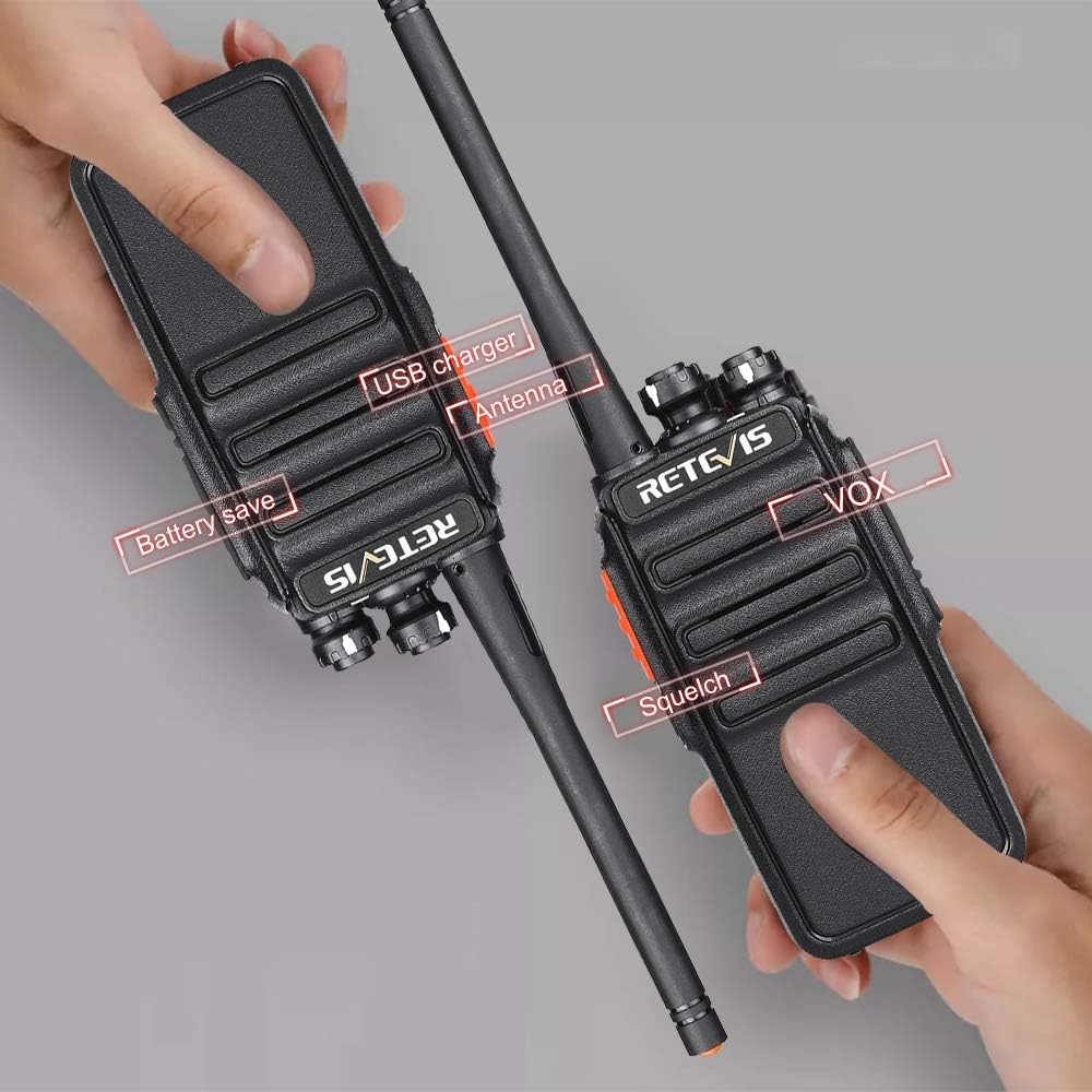 Case of 6 Portable Two Way Radios with Six-Way Multi Gang Charger D733