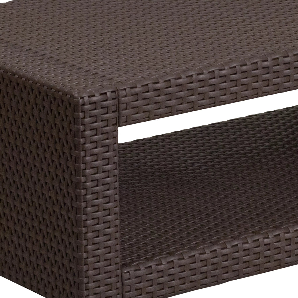 Chocolate Brown Faux Rattan Coffee Table Q3895