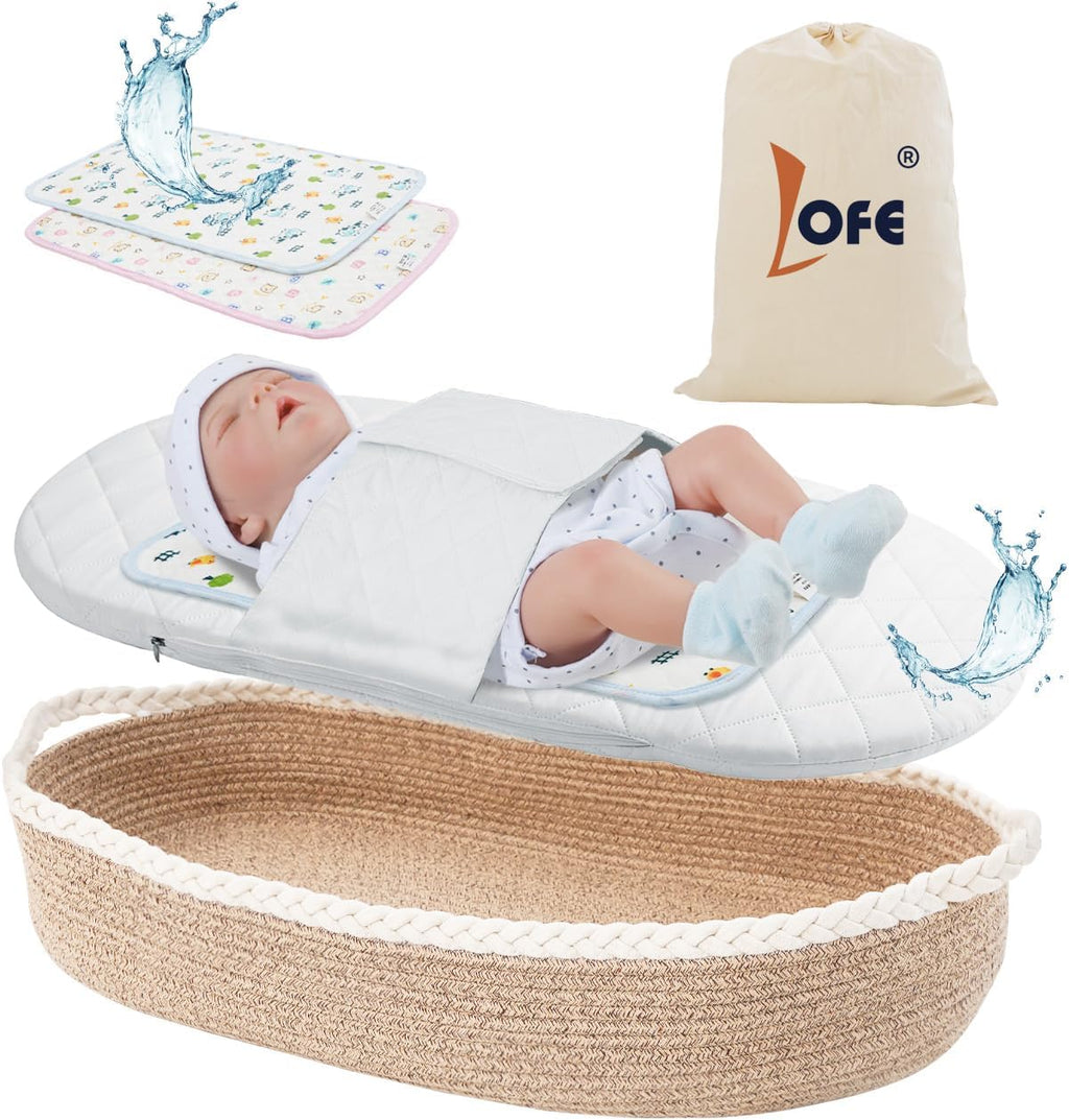 Baby Changing Basket with Waterproof 2 Diaper Pads and Removable Cover D471