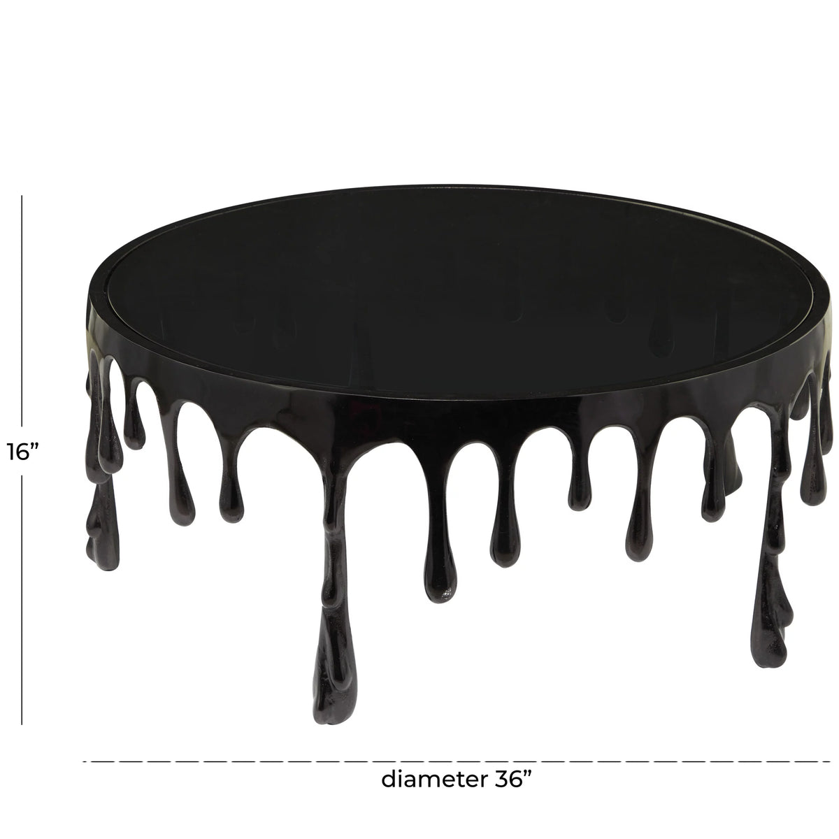 36" x 16" Black Aluminum Glass Top Coffee Table H863