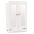 White Wooden Doll Armoire with 6 Hangers R769