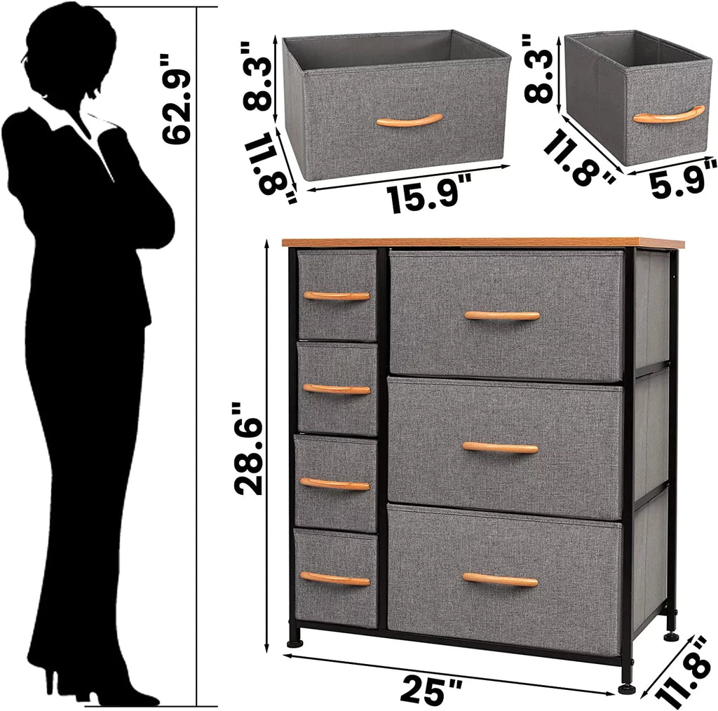 7 Drawer Dark Gray Dresser Storage Tower E94588