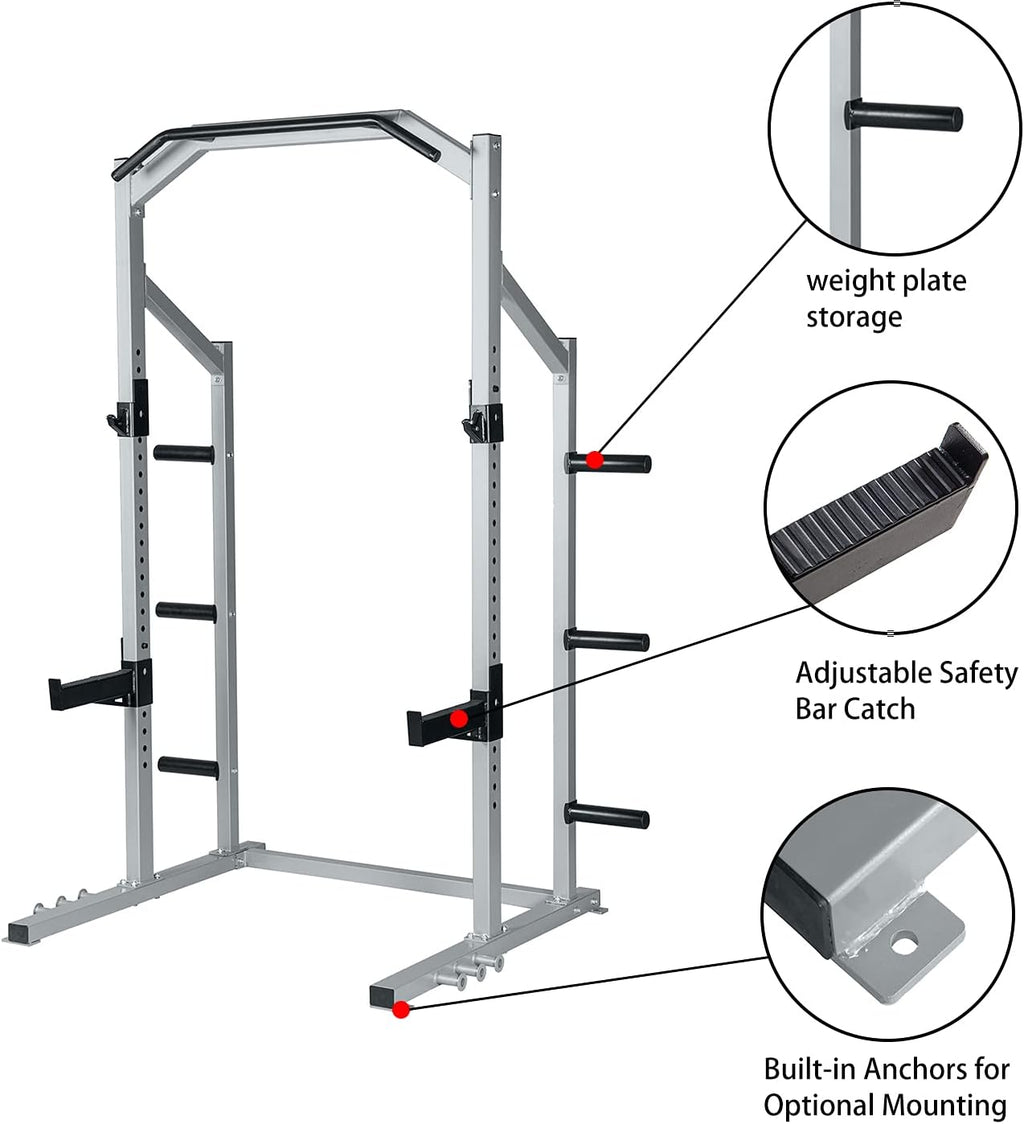 Power Rack Squat Stand Weight Rack with Pull Up Attachment T4464