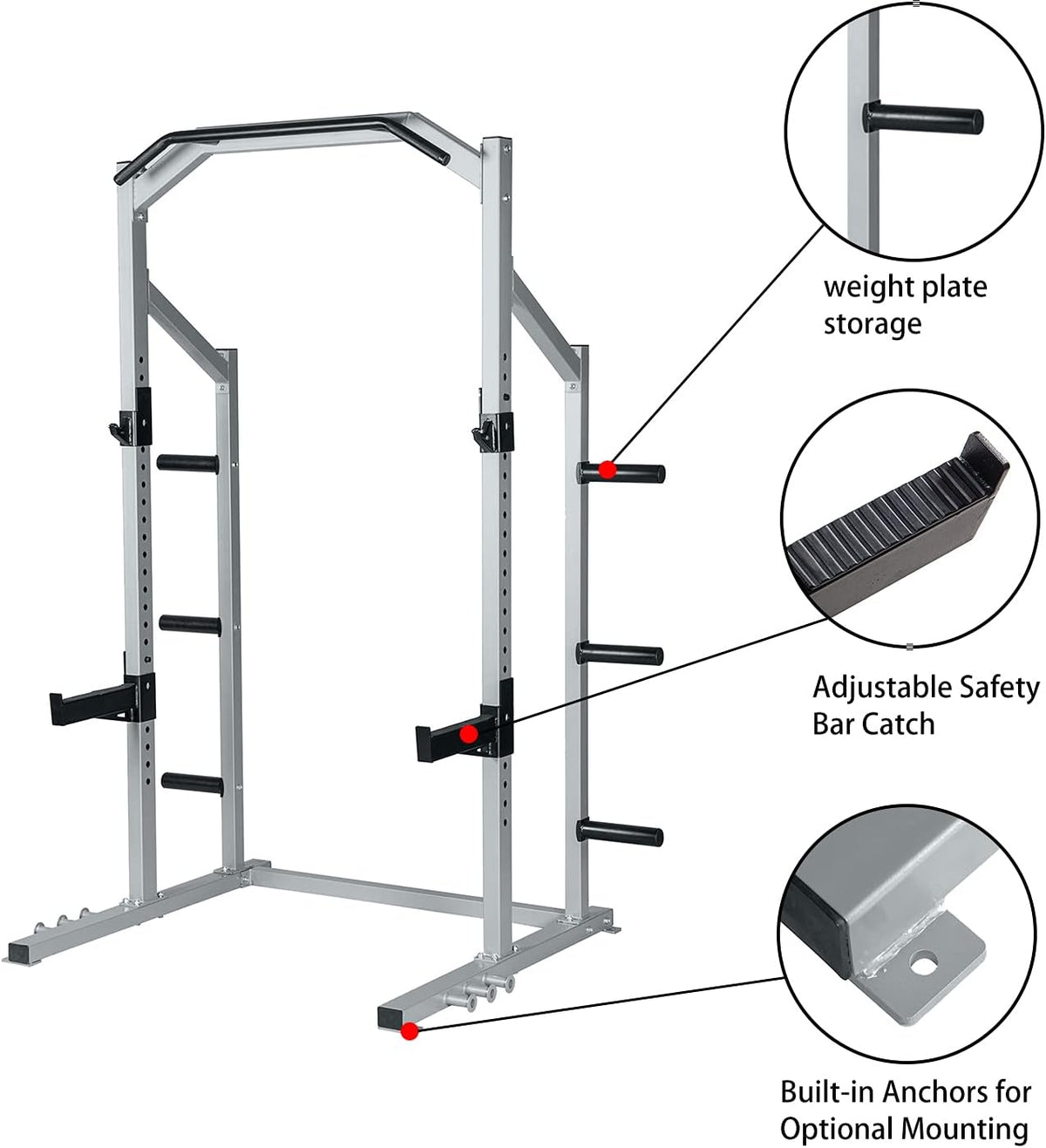 Power Rack Squat Stand Weight Rack with Pull Up Attachment T4464