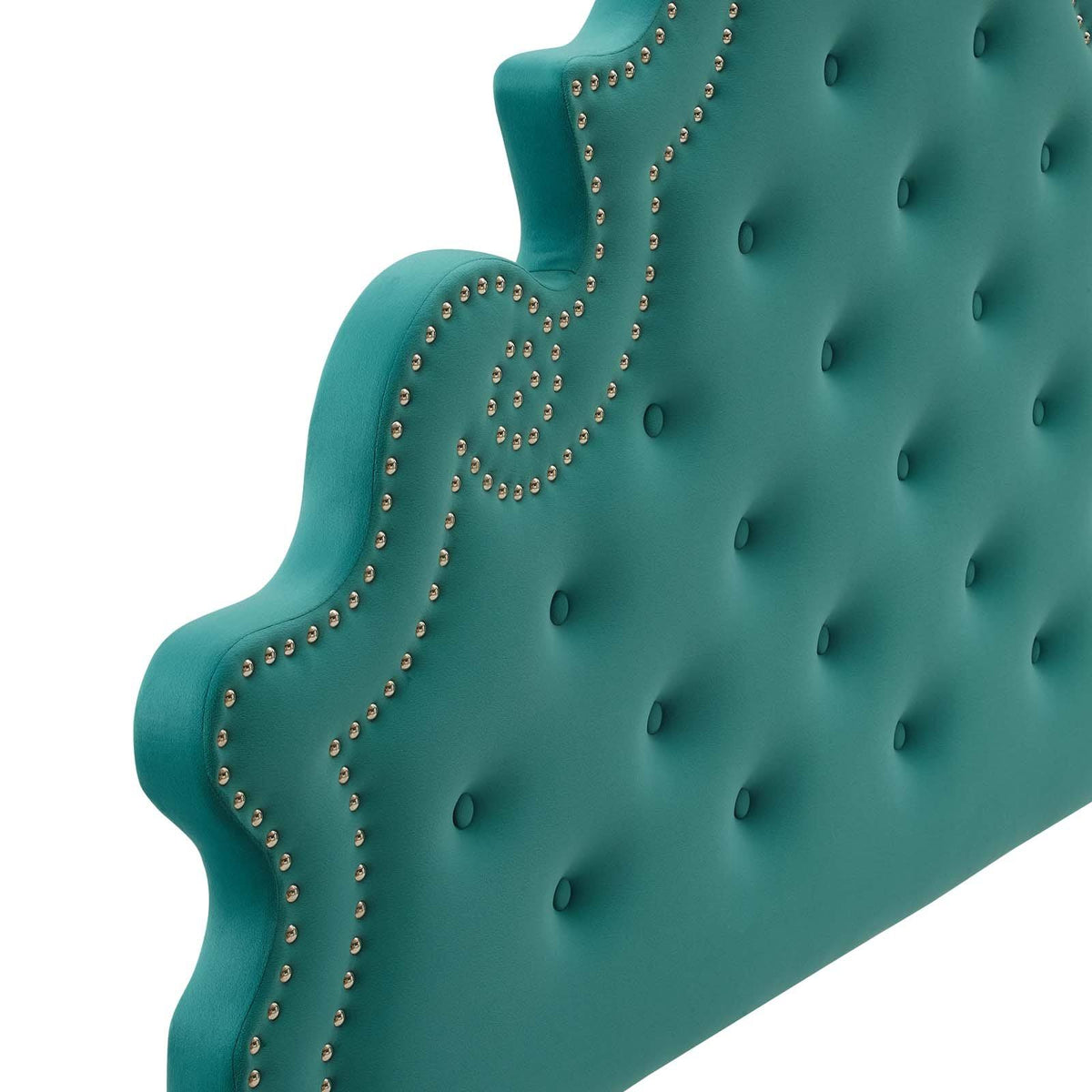 Teal Performance Velvet King Headboard J3564