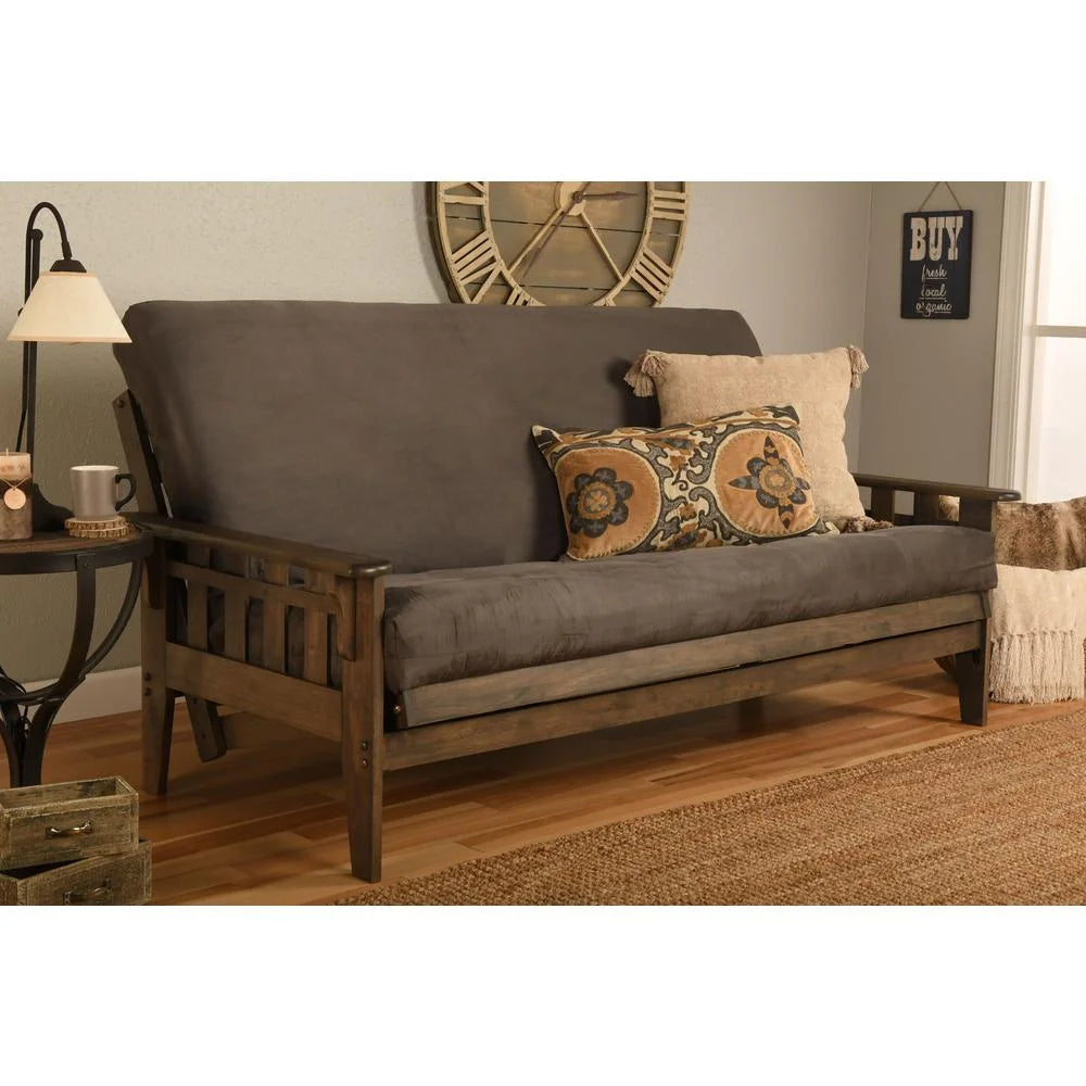 Gray Suede Fabric Mattress with Frame I5494