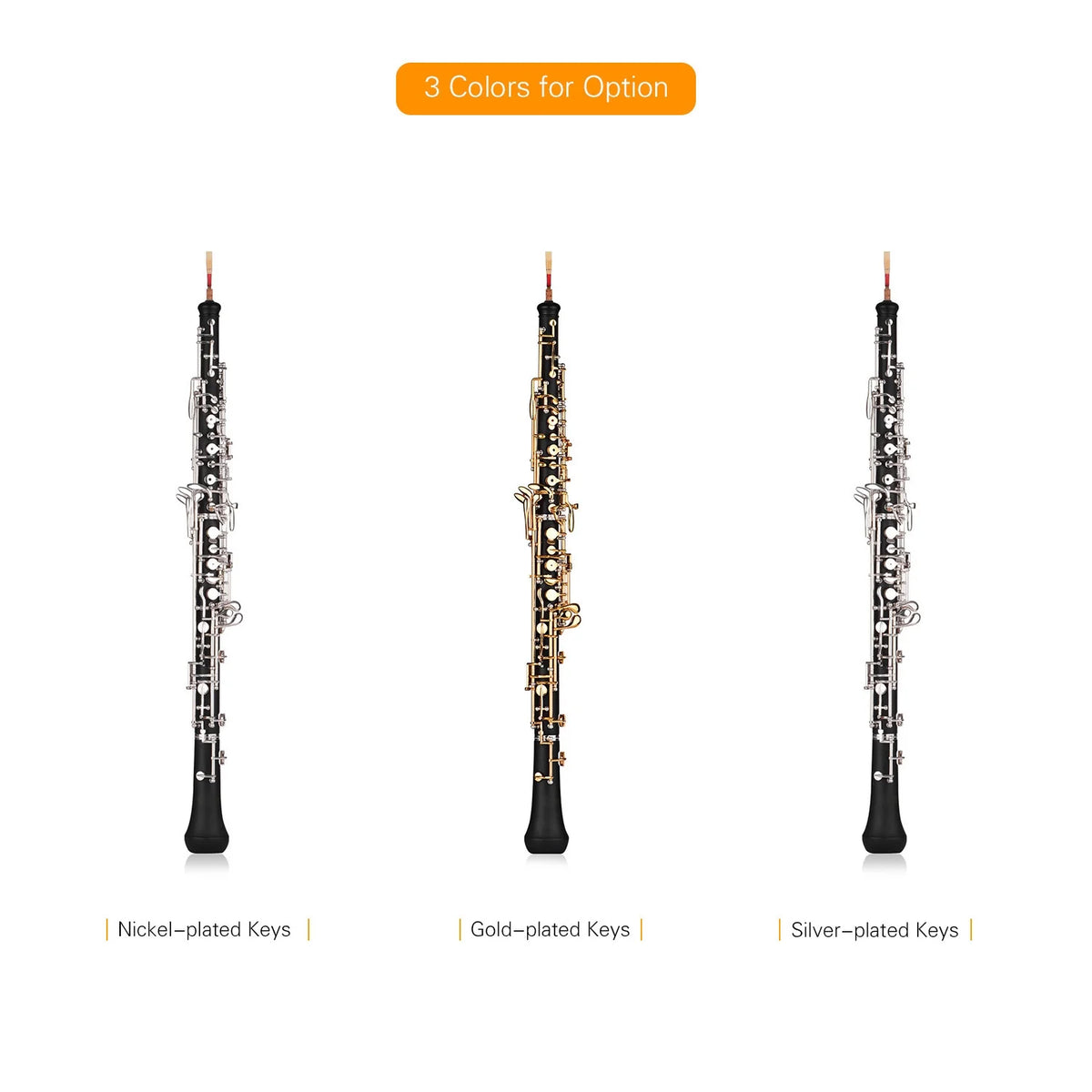 Nickel-plated Semi-automatic Oboe with Case and Cleaning Cloth Z349