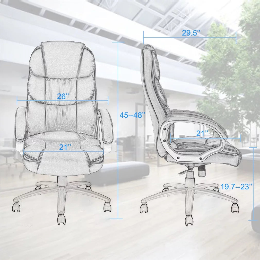 White High Back Leather Executive Office Chair A550