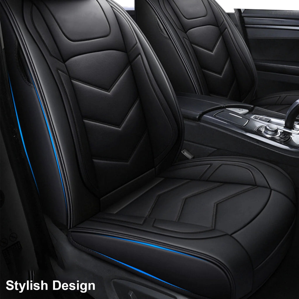 2PCS Waterproof PU Leather Front Car Seat Covers Black Q25285