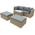 Gray Wicker Rattan Patio Sectional Sofa Set with Ottomans and Cushions Q174271