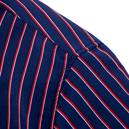 Men's Long Sleeve Vertical Striped Button Down Dress Shirt W370
