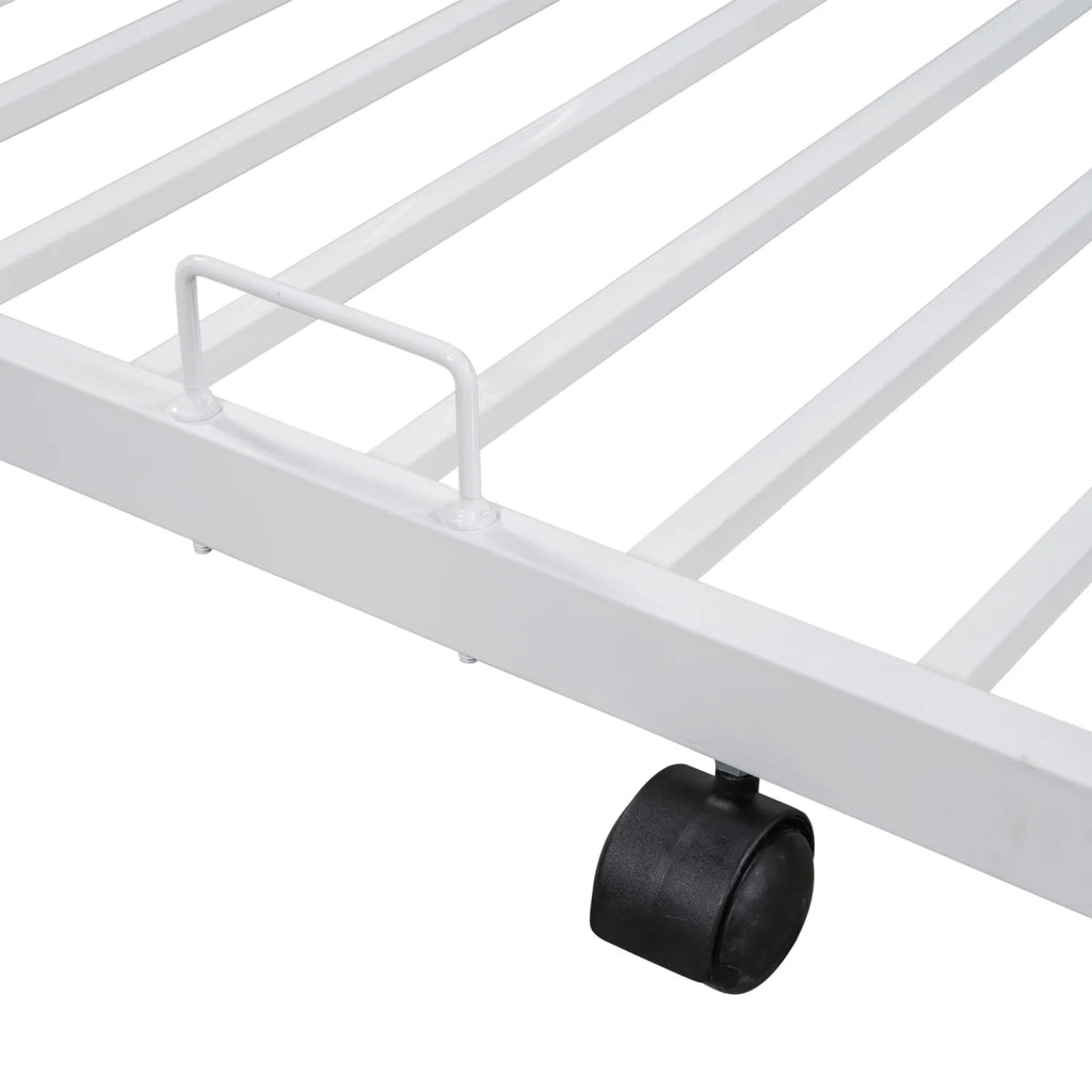 Twin Over Twin Full Metal Bunk Bed Frames with Trundle & Two-Side Ladders M4019