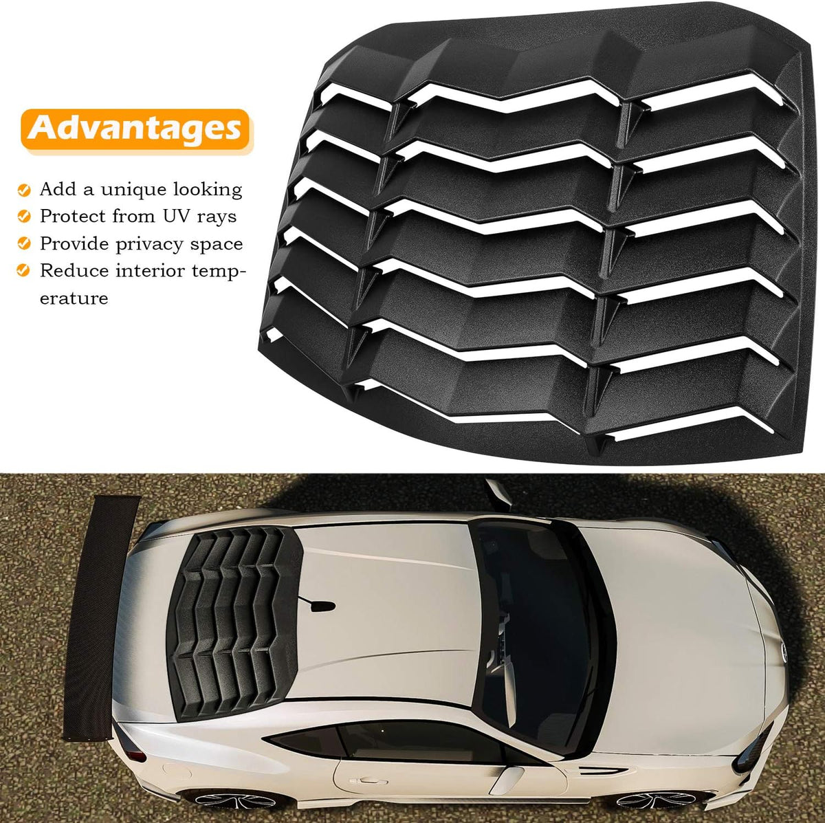Rear Window Louver ABS Matte Black Y998843