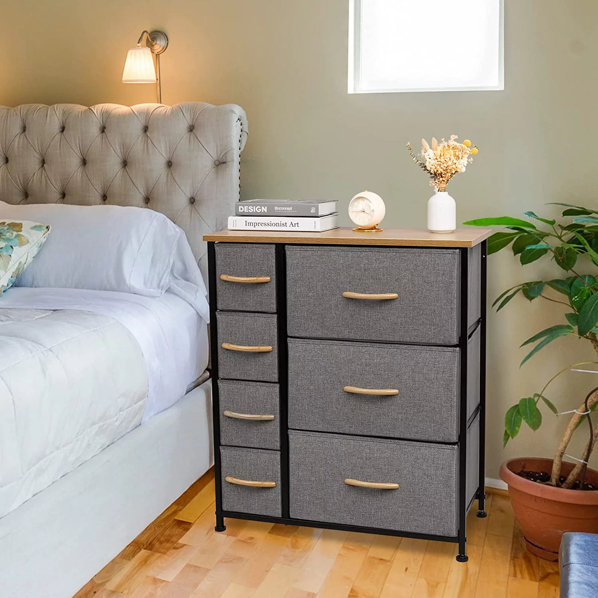 7 Drawer Dark Gray Dresser Storage Tower E94588