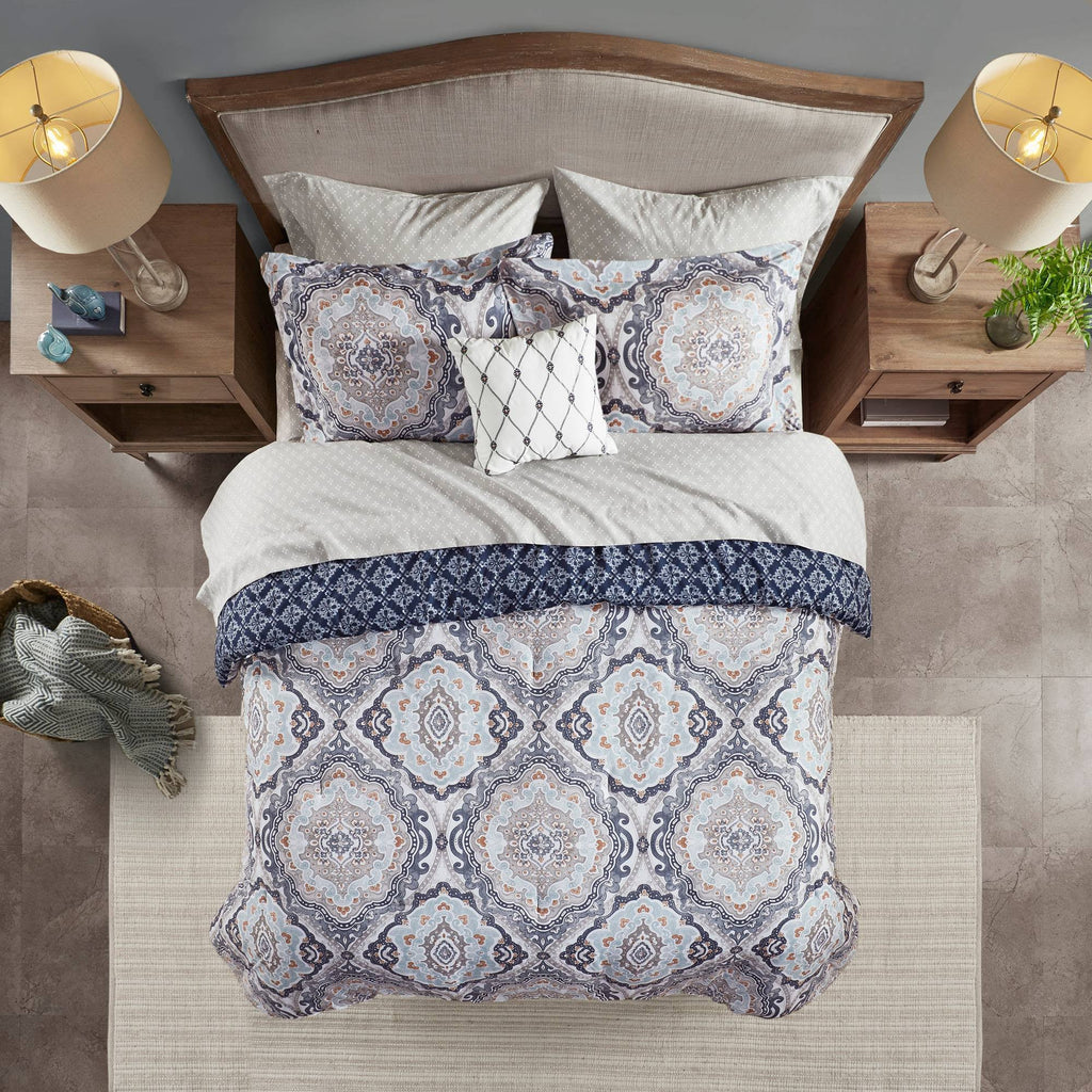Navy King Reversible Complete Bedding Set O3231