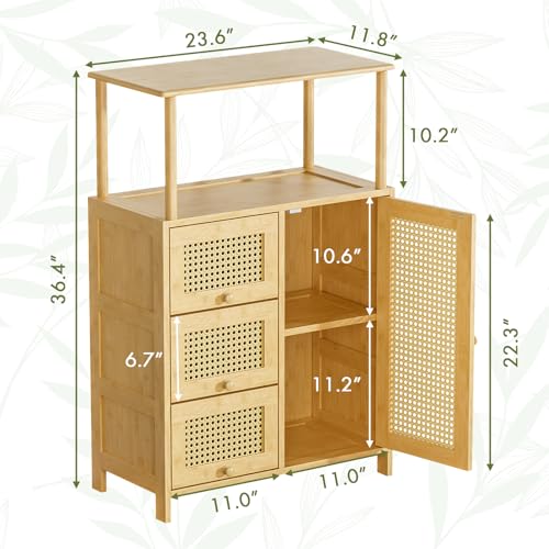 Bamboo Rattan Sideboard Cabinet with Adjustable Shelf K877