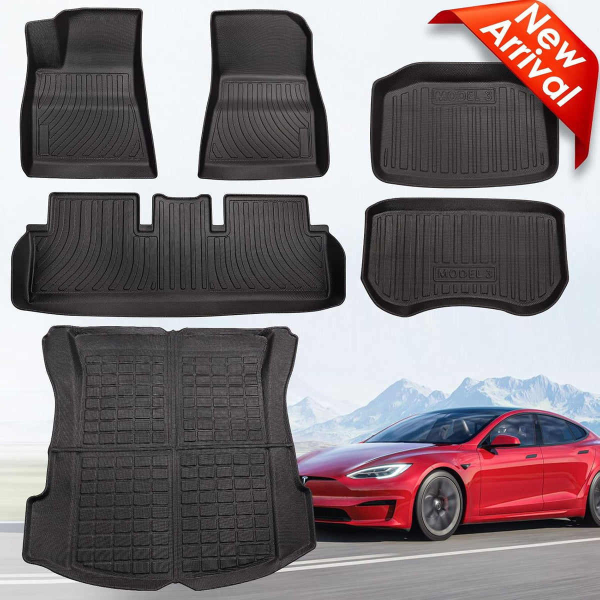 All Weather Anti-Slip Waterproof TPE Floor Mats Trunk Mat Q2225