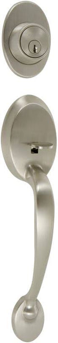 Satin Nickel Double Cylinder Entrance Handleset E377093