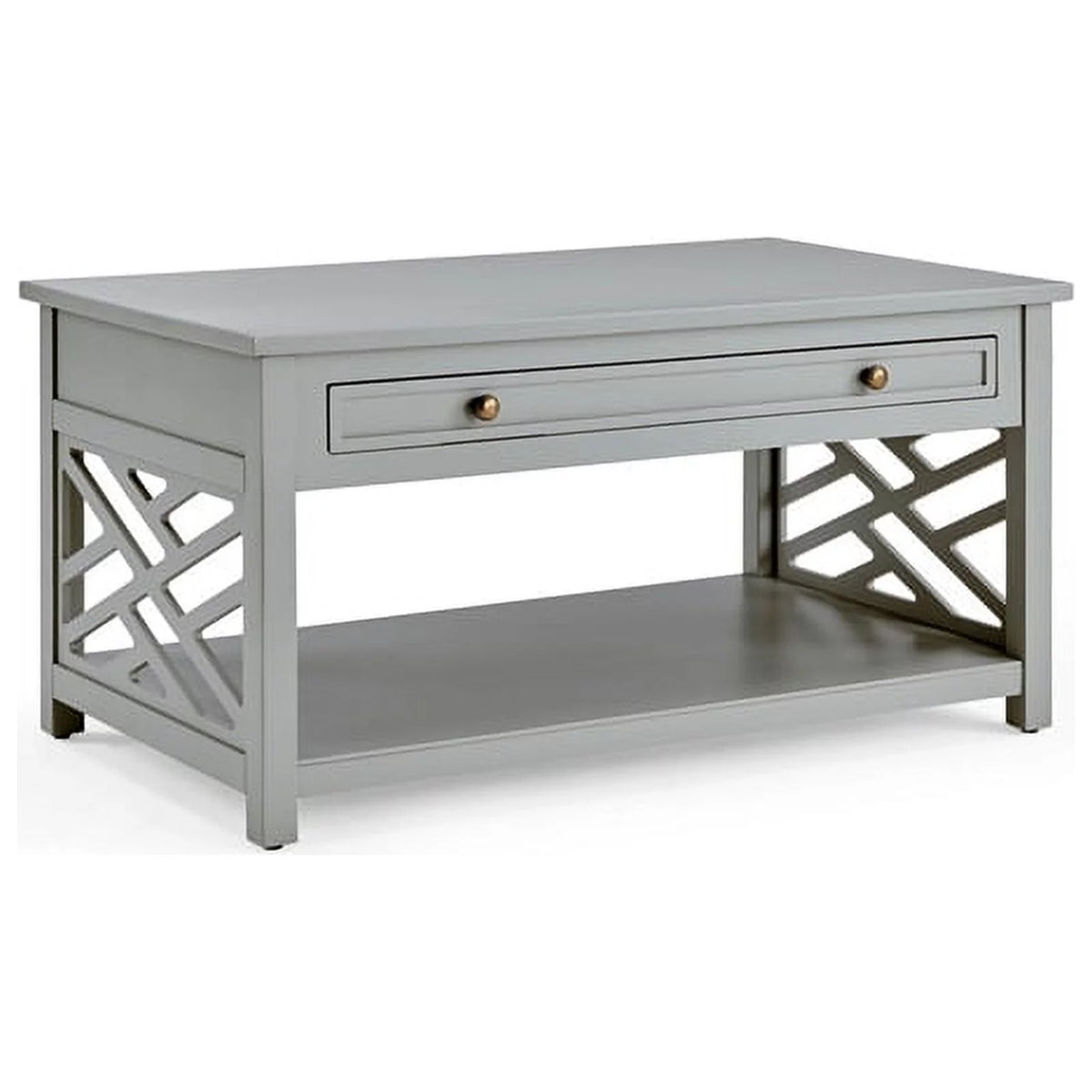 Gray Wood Coffee Table and Two End Tables Set of 3 V38336
