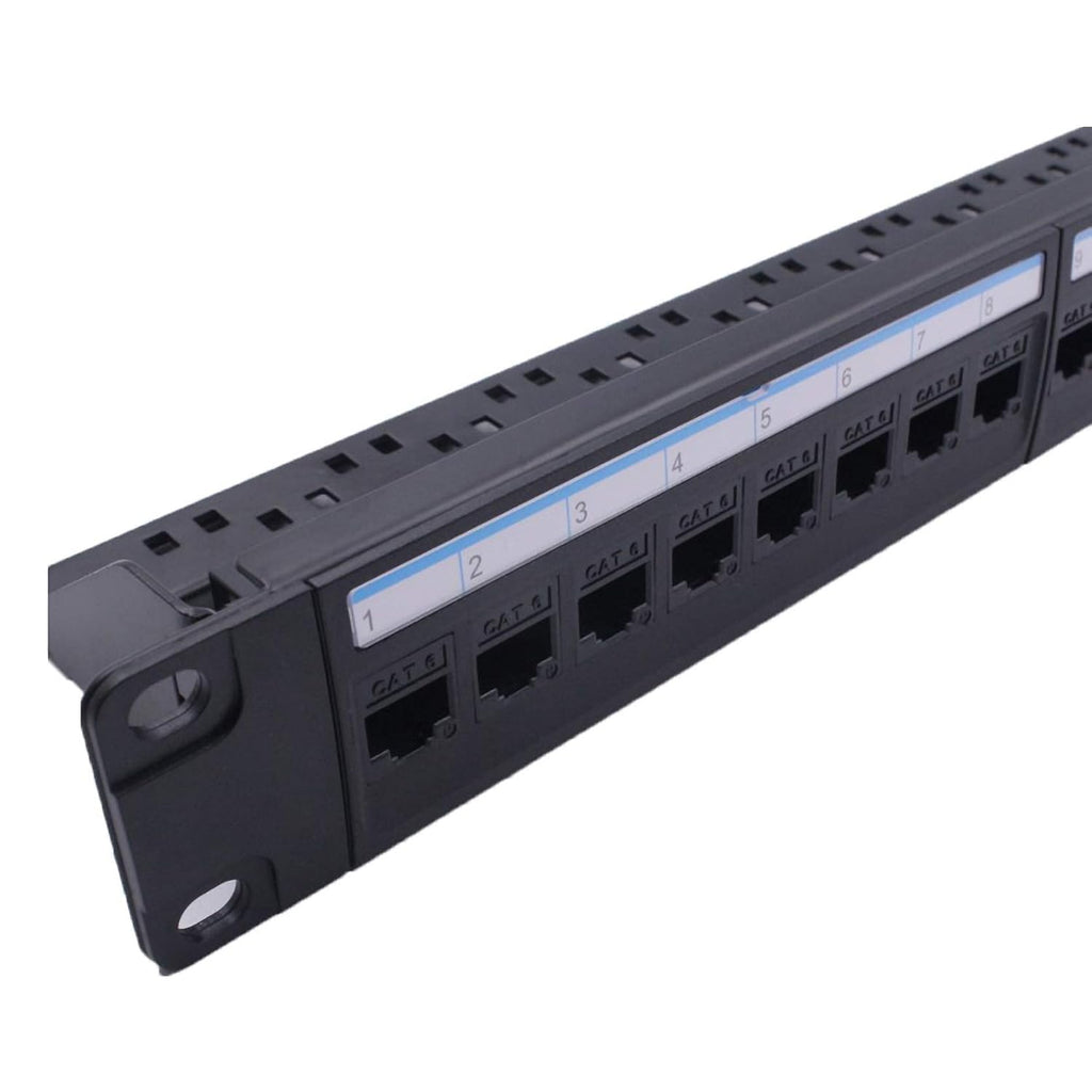 24 Port CAT6 Pass Through Coupler Patch Panel with Back Bar, Unshielded Keystones, Pack of 2 K68513