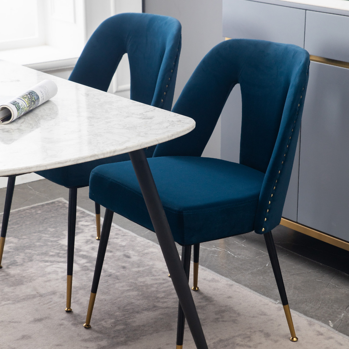 Velvet Upholstered Dining Chairs Set of 2 F914
