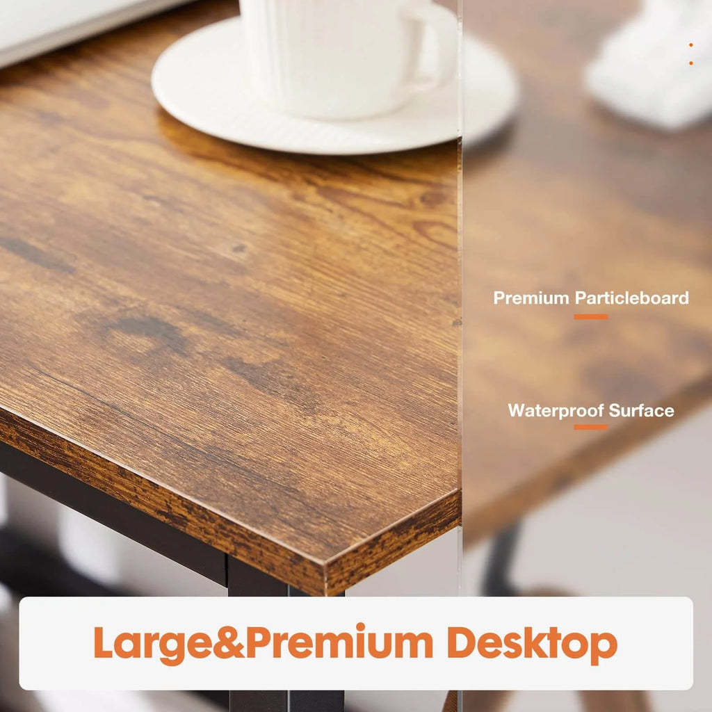 Black Rustic 55In Writing Desk with 2-Tier Drawers A6327