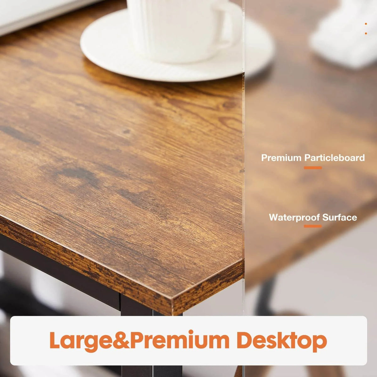 Black Rustic 55In Writing Desk with 2-Tier Drawers A6327